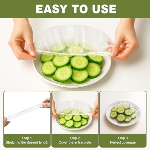 500PCS Bowl Covers for Bread Proofing – QUINGLU Elastic Plastic Food Covers | BPA-Free Reusable Disposable Wraps, Thickened Shower Caps for Bowls, Plates, fruit, Leftovers & Outdoor Picnics - size: Large-500