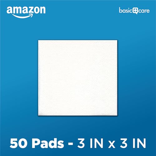 Amazon Basic Care Gauze Pads, 3x3 inches Sterile Medical Wound Dressing Sponges, 12-Ply, Ultra Soft, Extra Absorbent, 50 Count, 1-Pack (Previously All Health) - size: 3x3 Inch (Pack of 1)