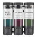 Shampoo and Conditioner Dispenser Shower Dispenser Body Wash Wall Mounted Shampoo Dispenser for Shower Wall No Drill for Bathroom Hotel 3 Chamber x 300ml Black with Waterproof Labels - color: Black 3