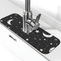 Faucet Draining Mat For Kitchen Sink, Moons Stars White Diatom Mud Absorbent Drain Pad For Bathroom Kitchen Sink Splash Guard Drying Mat - color: Moons Stars White