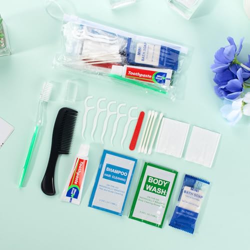 5 Sets Personal Hygiene Kit Bulk,10-IN-1 Green Individually Wrapped Disposable Travel Toothbrushes and Hotel Vanity Set Basic Toiletry Supplies for Homeless,Guests,Charity - size: Pack of 5