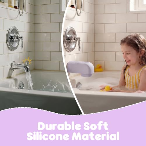 Roslim Baby Bathtub Faucet Cover, Silicone Bath Faucet Cover for Kids, Bath Spout Cover for Baby, Baby Faucet Cover for Bathtub Safety, Toddler Bath Tub Water Spout Cover, Universal Fit, Light Purple - color: Light Purple