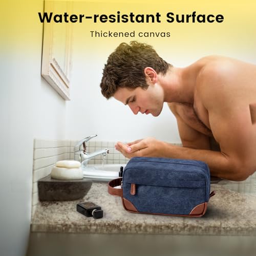 Vorspack Toiletry Bag Hanging Dopp Kit for Men Water Resistant Canvas Shaving Bag with Large Capacity for Travel - Navy Blue - color: Navy Blue, size: Medium