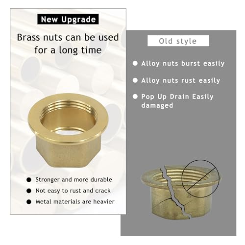 Bathroom Sink Drain,Drain Stopper Gold Stainless Steel Bathroom Sink Without Overflow,Small Cap Pop Up Drain Assembly with Detachable Strainer Basket,Built-in Anti-Clogging - color: Gold-small Cap, style: Without Overflow