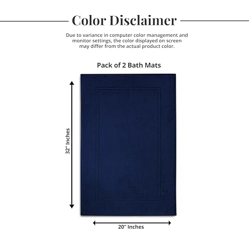 Tens Towels Pack of 2 Bath Mats 100% Cotton, 20 x 32 Inches, Super Absorbent, Hotel Quality Premium Floor Towels, Luxurious, Soft & Quick Dry, Not a Bathroom Rug, Navy - color: Navy