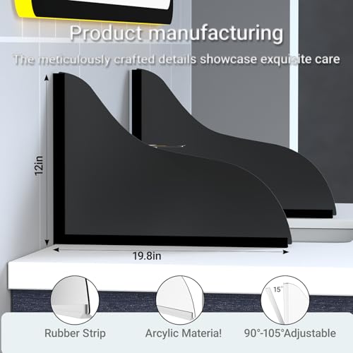 Shower Splash Guard Kit - Large Size Thickened Water Blocker with Extra-Strong Adhesive for Walk-in Shower/Bathroom/Bathtub/Kitchen Sink - Black Frosted/Matte Acrylic Plate Pack of 2(10"x12") - color: Black Frosted