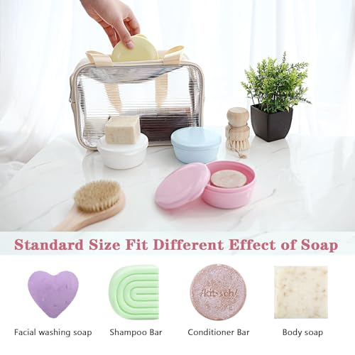 2 Pack Travel Soap Container, Round Portable Soap Dishes for Shampoo Bars | Soap Holder for Travel Shower Gym Bathroom (Black, White) - color: Black+white