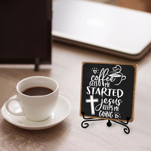 Coffee Lover Gifts for Women Men, Christian Coffee Decor, Bar Desk Sign, Table Decorations Supplies, Shelf Cubicles Accessories for Bar - style: coffee sign 03
