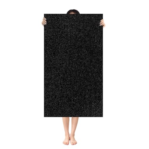 Shower Mat Non Slip: 59 x 34.5 Inch Extra Large Shower Mats for Inside Shower with Drain Hole - Soft PVC Loofah Anti Slip Shower Stall Mat for Walk-in Shower and Bathroom, Quick Drying - color: Black, size: 59" x 35.4" (Rectangular)