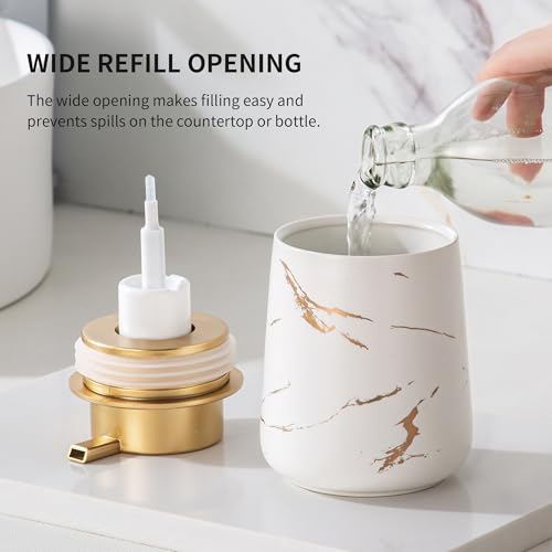 Enra Hand Foaming Gold Soap Dispenser,12 oz Ceramic Foam Soap Dispenser for Bathroom Countertop Kitchen Dispenser for Dish Soap with Easy-to-Press (Gold Foam Type2) - color: Gold Foam Type2