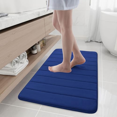 Buganda Memory Foam Bath Mat, 40" x 24", Ultra Soft Bathroom Rugs, Water Absorbent and Machine Washable Bath Rug Runner for Bathroom, Shower, and Tub, Navy Blue - color: Navy Blue, size: 40" X 24"