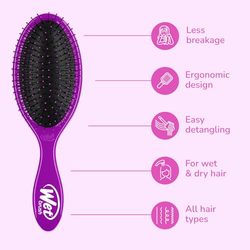 Wet Brush Original Detangling Hair Brush, Purple, Ultra-Soft IntelliFlex Bristles, Detangler Hairbrush Glides Through Tangles With Ease For All Hair Types, For Women, Men, Wet & Dry Hair - color: Purple, size: 1 Count (Pack of 1)