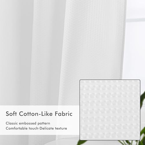 Mrs Awesome No Hook Shower Curtain with Snap-in Liner, Embossed Waffle Design Fabric Shower Curtain for Bathroom, Soft & Lightweight, 71x86, White - color: White, size: 71"W x 86"L (Pack of 1)