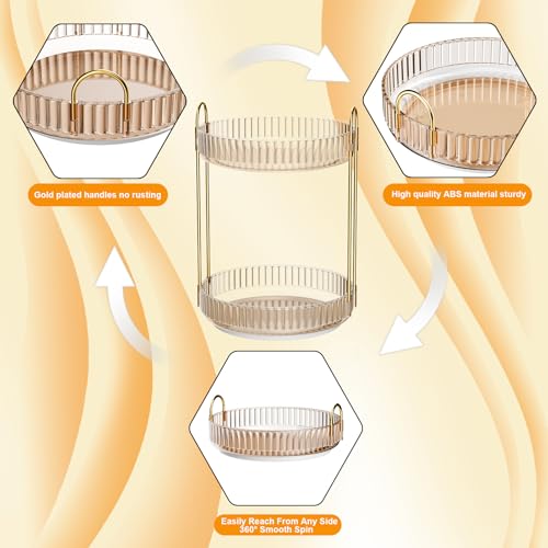 GTI 360°Rotating Makeup Organizer, 2 Tier Bathroom Counter Organizer,Large Capacity Perfume Cosmetics Skincare Vanity Organizers, Dresser Spinning Countertop Organizer and Storage for Women (Gold) - color: Gold