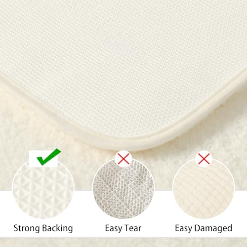 LOCHAS Bathroom Rug Set Cream White, Soft Bath Rug Set 2 Piece Set, Toilet Mat U-Shaped 20x20 and 34x20 Bath Rugs, Quickly Dry Mats for Bathroom, Tub, Washable, Super Absorbent Floor Mat - color: Cream White, size: 34" x 20" Plus 20" x 20" (U-Shape)
