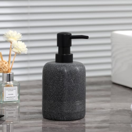 Soap Dispenser Set, 2pcs 350ML 11OZ Hand Soap Lotion Dispenser for Bathroom Countertop and Kitchen Sink, Shampoo Condition Refillable Bottle for Modern Decor Hotel Office (Dark Grey) - color: Dark Grey