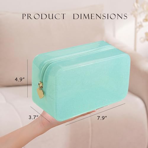RSRSLEII Stardust Twinkle Jelly Travel Makeup & Toiletry Bag, Waterproof PVC Cosmetic Bag/Case for Women，Zipper SPF Beach Bag for Sunscreen Skincare and Daily Essentials (09Light Blue) - color: 09Light Blue