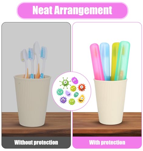 6 Pack Toothbrush Cases, Toothbrush Holders Travel Compact & Lightweight for Camping, Business Trips, School (Clear, Reusable)
