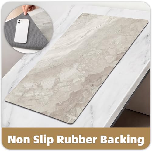 Color&Geometry Ultra Thin Bathroom Rugs Non Slip,Absorbent Quick Dry Bath Mats for Bathroom,Thin Bath Rugs Washable with Rubber Backing Fit Under Door Outside Shower,Beige Stone-Texture,24"x36" - color: Beige Stone-texture, size: 24"x36"