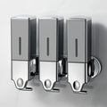 No-Drill 3 Pack 500ml Wall Mounted Soap Dispenser for Bathroom and Kitchen, Shampoo and Conditioner Dispenser Drill Free with Adhesive(Square-Grey) - color: Grey-2