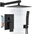 Aolemi Shower Faucet Set Rain Shower System with Handheld Spray Bathroom Shower Combo Rough-in Valve and Shower Trim Kit Included Matte Black 8 Inch Wall Mount Shower Head - color: Matte Black, size: 8 Inch Wall Mount Shower Head