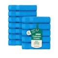 SALBAKOS 100% Turkish Cotton Washcloth Set of 12, 13x13 inch | Premium Quality | Hotel & Spa Collection | Ultra Soft, Super Absorbent, Wash Cloth Towels | Made in Turkey (Aqua, 12 Washcloths) - color: Aqua, size: 12 Washcloths