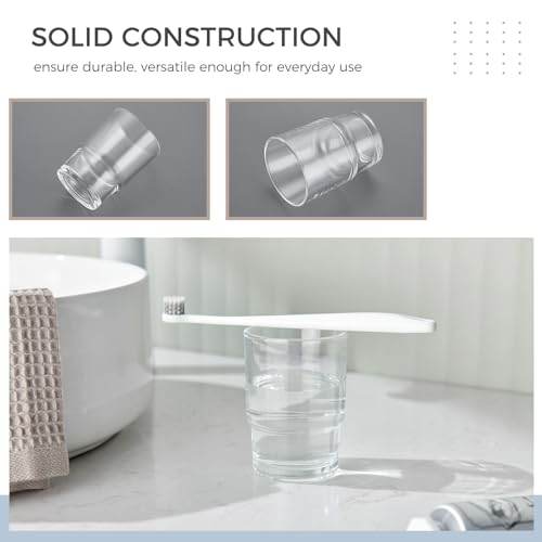 Bathroom Glass Cup, Aomasi Transparent Toothbrush & Toothpaste Holder, Mouthwash Tumbler Cup Drinking Mug Glassware - color: Transparent