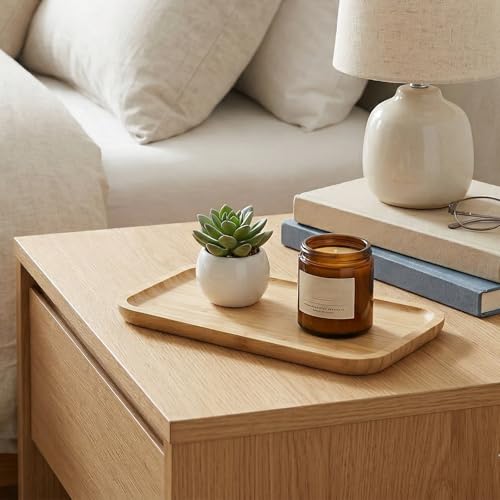Small Wood Tray, Wood Tray for Bathroom Bamboo Serving Trays Nightstand Tray Countertop Bamboo Vanity Tray for Coffee Table BBQ Kitchen Ottoman Party Organizing and Home Decor