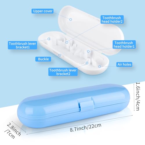 Fowecelt 2 Pack Electric Toothbrush Travel Case for Oral-B Pro and Other Electric Toothbrush Portable Travel Toothbrush Waterproof Plastic Holder (Blue & White) - color: Blue & White