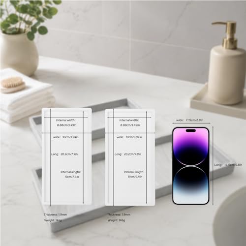 BBK Bathroom Vanity Tray 7.8 in - 2 Pack(Small) Silicone Bathroom Tray for Counter, Perfume Key Trinket Ring Tray, Decor Soap Dispenser Countertop Tray for Kitchen Sink Organization (White) - color: White (2-pack Small)