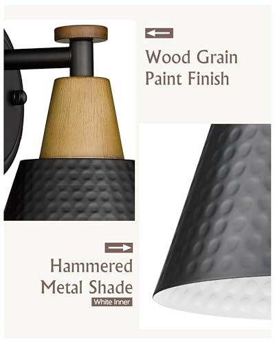 FEMILA Black Wall Sconces, Rustic Industrial Wall Lamps, 1-Light Sconces Wall Lighting with Hammered Metal Shade, Bathroom Vanity Light Fixture for Bedroom Living Room Kitchen,4FG59B BK - color: Matte Black, size: 6"
