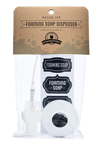 Jarmazing Products Mason Jar Foaming Soap Dispenser Lids - Includes Waterproof Stickers! - White - 1 Pack - color: White, size: Pack of 1