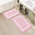 HOMEIDEAS Bathroom Rugs Sets 2 Piece, Super Soft and Absorbent Microfiber Tufted Bath Mats, Non-Slip and Machine Washable Bath Rugs(Light Pink) - color: Light Pink