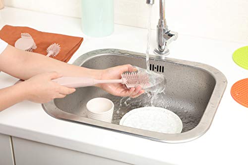 Bottle Brush Silicone Dish Brush with Handle Cleaning Set - color: 3pcs Brush