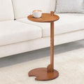 Bamboo C Shaped Side End Table 18–26" Height Adjustable for Sofa | Round Slide Under Couch TV & Snack Tray, Mid Century Modern Laptop Desk for Small Spaces Living Room Bedroom Bedside - color: Walnut