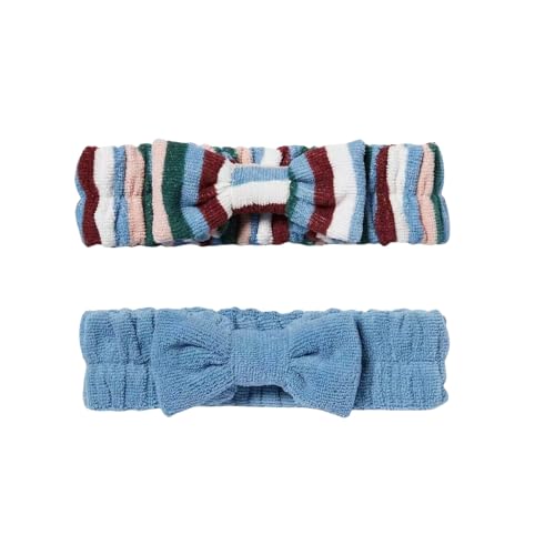 Fluffy Makeup Headbands for Women: 2-Pack Soft Microfiber Hair Bands with Bow Design, Spa Shower Skincare Headwrap Set, Non-Slip Cosmetic Headband for Face Washing - color: Multicolor 3