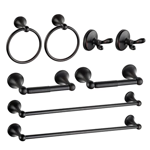 8 Piece Bathroom Accessory Set(Adjustable Towel Bar, Towel Ring, Toilet Paper Holder,Towel Robe Hook), Wall Mounted Bathroom Hardware Accessories Set,Oil Rubbed Bronze - color: Oil Rubbed Bronze, size: 8 pieces
