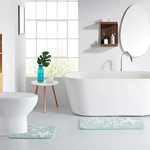 Sweet Home Collection Bathroom Accessories Sets Unique Collections Modern Classic Contemporary Decorative Beautiful Designs Bath Shower Tub Décor, 2 Piece Rug, Beach Shells - size: Rug Set (2 Piece) - Beach Shells