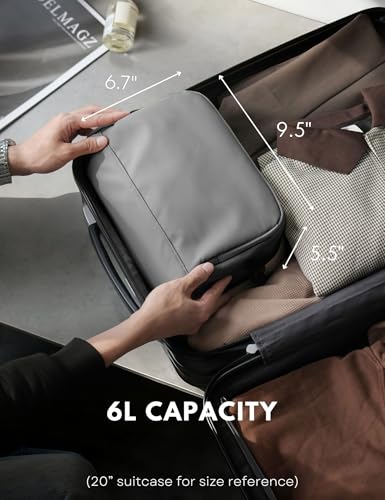 Large Hanging Travel Toiletry Bag for Men Women, Water-resistant Dopp Kit | 6L Large Capacity Wide Open Cosmetic Makeup Bag Bathroom Shower Bags for Toiletries, Grooming, Shaving Organizer Bag - color: Grey