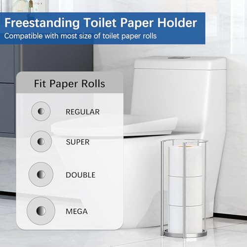 Brushed Nickel Toilet Paper Stand Free Standing Heavy Base 3 Rolls Toilet Paper Roll Holder for Bathroom Storage - color: Brushed Nickel