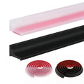 Shower Water Dam Barrier, 39" x 0.79" Silicone Water Stopper | 2-Pack (1 Clear + 1 Black), Self-Adhesive Collapsible Threshold, Bathroom & Kitchen Wet/Dry Separation