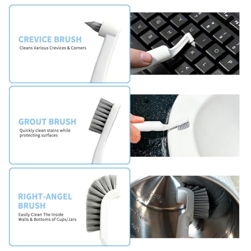 Crevice Cleaning Brush, Small Grout Cleaner Brush Tools with 4Pcs Repalceable Scrub Brushes & 2 Handles, Grout Cleaning Brushes Set for Home Kitchen Sink Bathroom Corner Window Groove Cup Teapot - size: 1big+2small+1medium