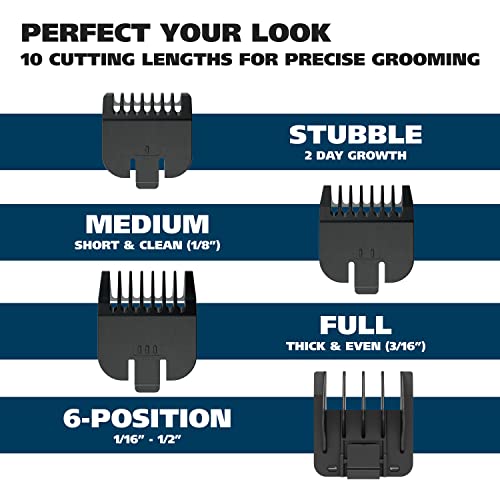 Wahl Groomsman Battery Operated Facial Hair Trimmer for Beard & Mustache Trimming Including Light Detailing and Body Grooming – Model 9906-717V,(Pack of 4) - color: Silver, size: 1 Count (Pack of 4)