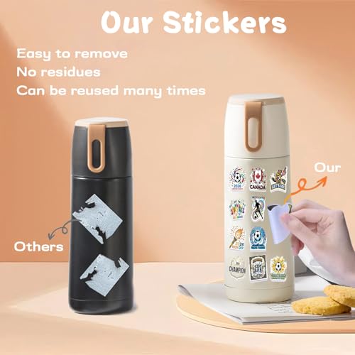 100 Pcs World Cup Football Soccer Stickers Soccer Sports Sticker Set for Adults World Cup Soccer Vinyl Waterproof Stickers for Water Bottles Laptops Bike Car Motorcycle Skateboard - style: Soccer03