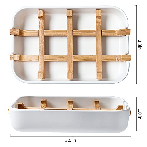 Soap Dishes for Bar Soap, White Bathroom Soap Holder, Bamboo Soap Dishes Holder for Bathroom Shower, Bathroom Sink Soap Dish, White Soap Tray. - color: 1pcs-white