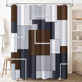 BTTN Stall Fabric Shower Curtain - 54 x 78 Inches Long Geometric Waterproof Cloth Shower Curtain Set with 10 Plastic Hooks, Narrow Modern Hotel Abstract Polyester Shower Curtains for Bathroom - Brown - color: Brown, size: 54"W x 78"L (Pack of 1)