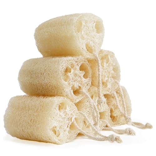 Natural Loofah Sponge, Organic Bath Loofah Pack, Lufas Exfoliating Body Scrubber, Loofas Sponges Shower Loofah for Women and Men, Skin SPA Ecotools- 6 Pack - size: 1 Count (Pack of 6)
