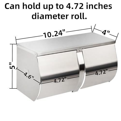 Desyeryamimi Double Roll Toilet Paper Holder Dispenser with Shelf Storage-Commercial 2-Roll Side by Side Stainless Steel Toilet Tissue Holder/Dispenser Wall Mount for Bathroom/Restroom-Brushed Finish