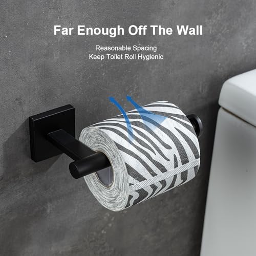 Matte Black Toilet Paper Holder Wall Mount, SUS304 Stainless Steel Bathroom Tissue Roll Holder, Heavy Duty No-Wobble Square Design, Fingerprint Resistant, Hardware Included - color: Matte Black