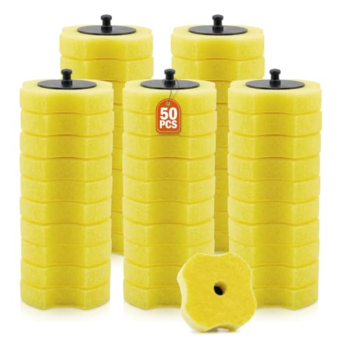 50PCS Toilet Bowl Wand Refills, Replacement Heads for Bathroom Washroom Cleaning Pads, Disposable Toilet Brush Refills Compatible with Household Brushe Scrubber Cleaning Refill, Lemon Fresh Yellow